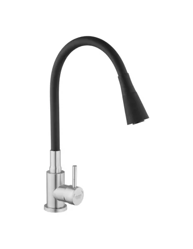 Смеситель для кухни с гибким изливом Kroner KRP Edelstahl Klassisch - ESG031BLK черный гофроизлив