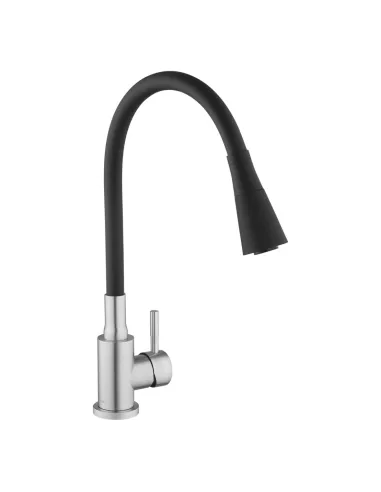 Смеситель для кухни с гибким изливом Kroner KRP Edelstahl Klassisch - ESG031BLK черный гофроизлив