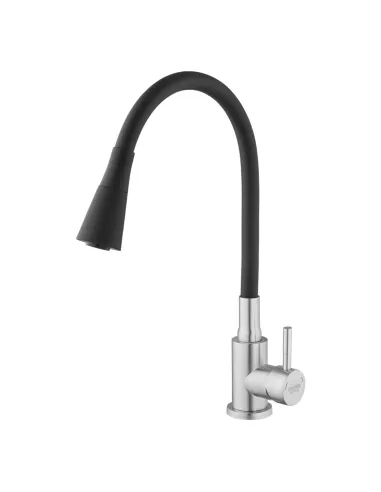 Смеситель для кухни с гибким изливом Kroner KRP Edelstahl Klassisch - ESG031BLK черный гофроизлив