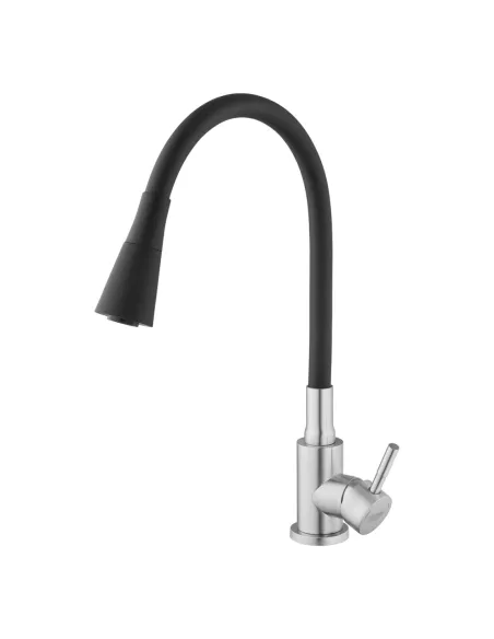 Смеситель для кухни с гибким изливом Kroner KRP Edelstahl Klassisch - ESG031BLK черный гофроизлив Смеситель для кухни с гибким изливом Kroner KRP Edelstahl Klassisch - ESG031BLK черный гофроизлив