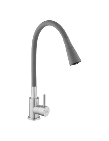Смеситель для кухни с гибким изливом Kroner KRP Edelstahl Klassisch - ESG031GRA серый гофроизлив