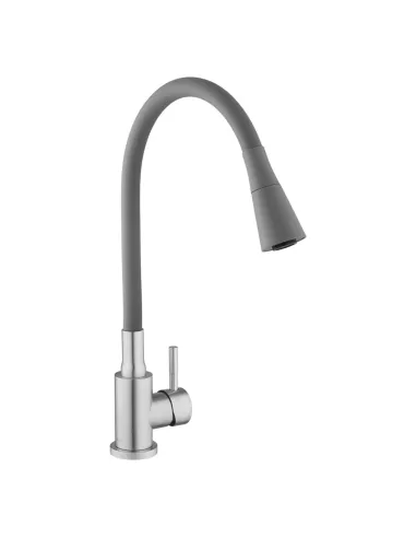 Смеситель для кухни с гибким изливом Kroner KRP Edelstahl Klassisch - ESG031GRA серый гофроизлив