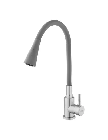 Смеситель для кухни с гибким изливом Kroner KRP Edelstahl Klassisch - ESG031GRA серый гофроизлив