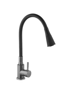 Змішувач для кухні з гнучким виливом Kroner KRP Edelstahl Klassisch - PVD031BLK чорний гофровилив