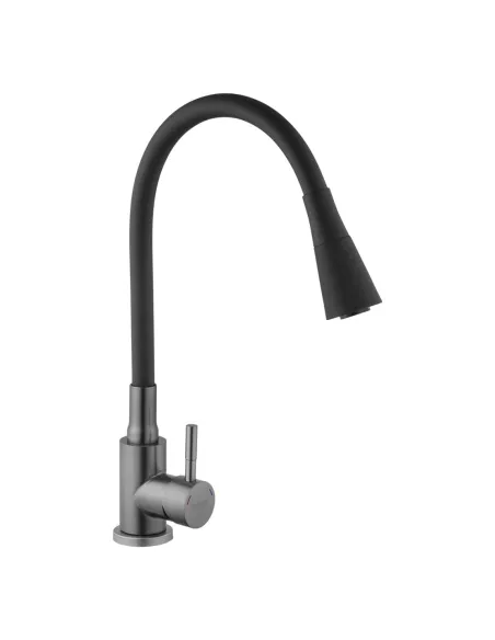 Смеситель для кухни с гибким изливом Kroner KRP Edelstahl Klassisch - PVD031BLK черный гофроизлив Смеситель для кухни с гибким изливом Kroner KRP Edelstahl Klassisch - PVD031BLK черный гофроизлив