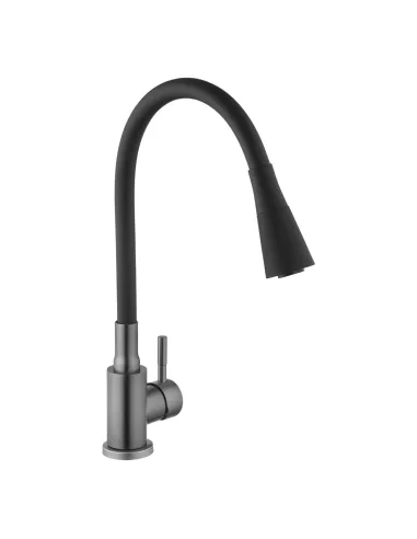 Змішувач для кухні з гнучким виливом Kroner KRP Edelstahl Klassisch - PVD031BLK чорний гофровилив