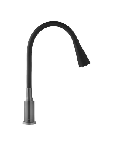 Смеситель для кухни с гибким изливом Kroner KRP Edelstahl Klassisch - PVD031BLK черный гофроизлив