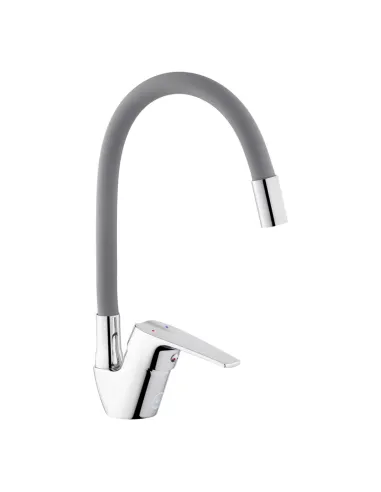 Смеситель для кухни с гибким изливом Kroner KRM Odra - C032GRA серый гофроизлив