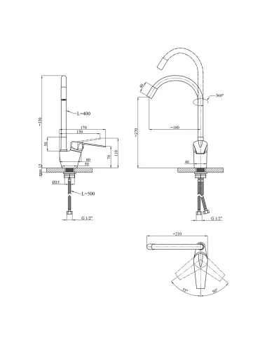 Смеситель для кухни с гибким изливом Kroner KRM Odra - C032GRA серый гофроизлив