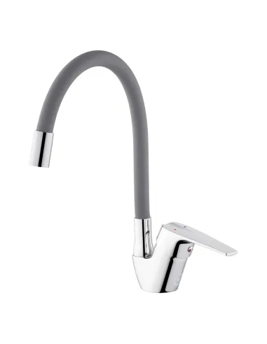 Смеситель для кухни с гибким изливом Kroner KRM Odra - C032GRA серый гофроизлив