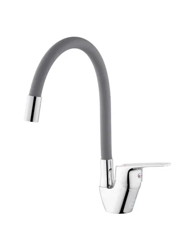 Смеситель для кухни с гибким изливом Kroner KRM Odra - C032GRA серый гофроизлив
