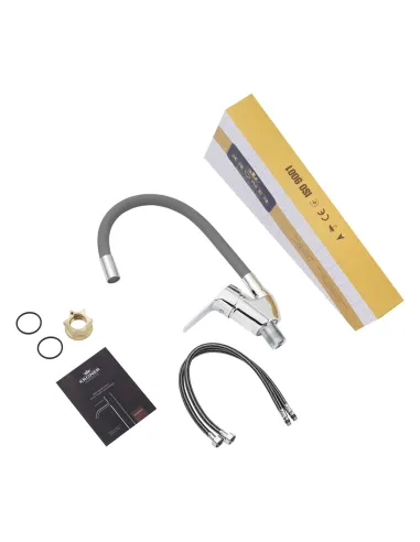 Смеситель для кухни с гибким изливом Kroner KRM Odra - C032GRA серый гофроизлив