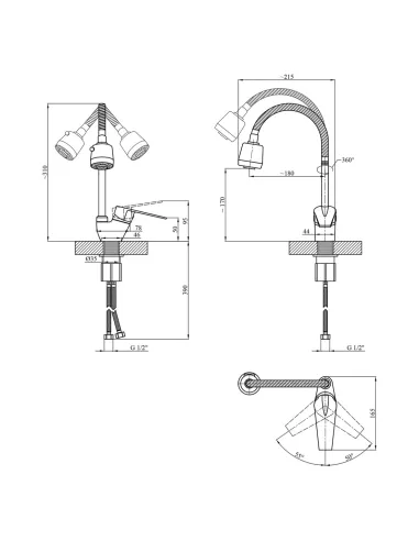 Змішувач для кухні Kroner KRM Odra - C038-1 з гнучким виливом