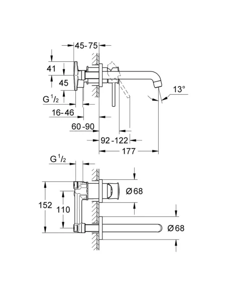 Змішувач для умивальника прихованого монтажу Grohe BauClassic 2029200C