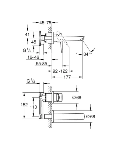 Смеситель для умывальника скрытого монтажа Grohe BauLoop New 20289001