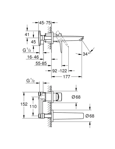 Смеситель для умывальника скрытого монтажа Grohe BauLoop New 20289001