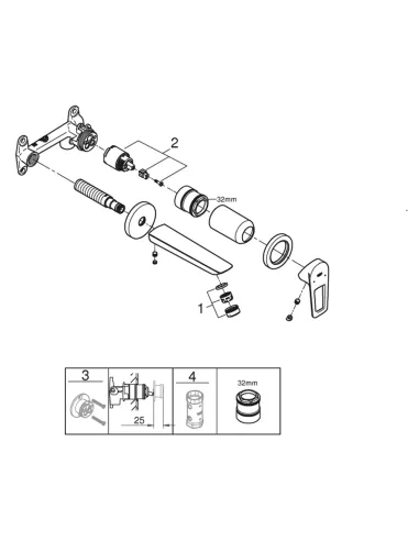 Смеситель для умывальника скрытого монтажа Grohe BauLoop New 20289001