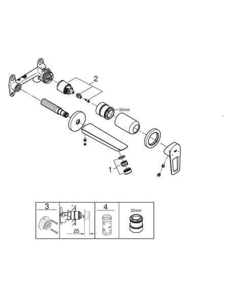 Смеситель для умывальника скрытого монтажа Grohe BauLoop New 20289001