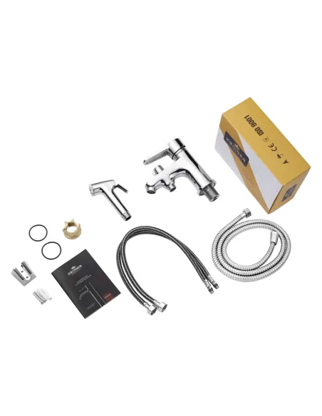 Смеситель для умывальника Kroner KRM Elbe - C015 однорычажный, с гигиеническим душем Смеситель для умывальника Kroner KRM Elbe - C015 однорычажный, с гигиеническим душем