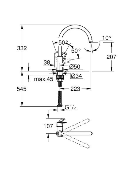 Змішувач для кухні Grohe BauLoop 31232001
