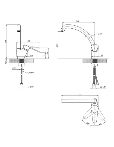 Змішувач для кухні Kroner KRM Elbe - C032