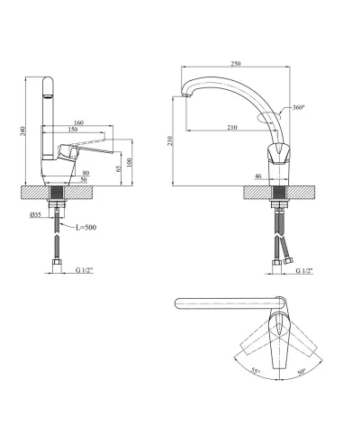 Смеситель для кухни Kroner KRM Odra - C032