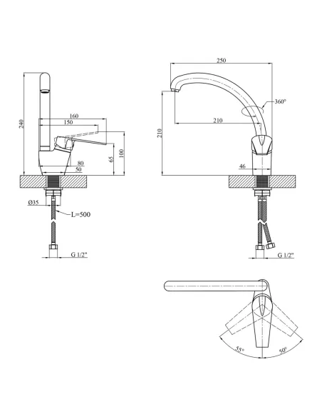 Змішувач для кухні Kroner KRM Odra - C032