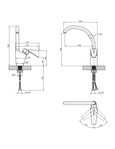 Змішувач для кухні Kroner KRM Odra - C034