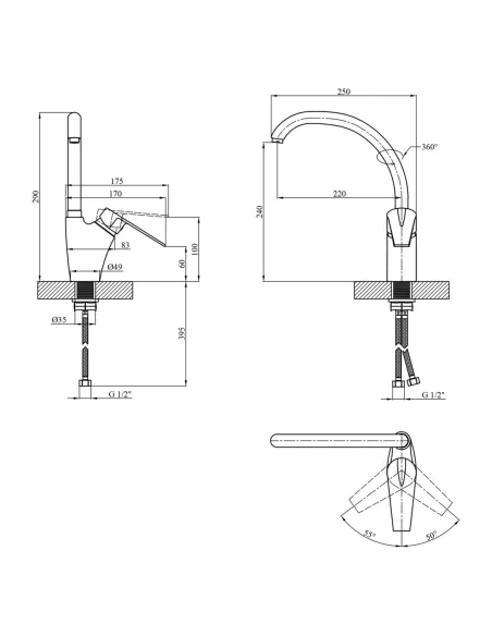 Смеситель для кухни Kroner KRM Odra - C034 Смеситель для кухни Kroner KRM Odra - C034