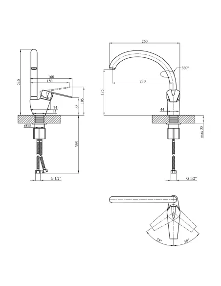 Смеситель для кухни Kroner KRM Odra - C036 Смеситель для кухни Kroner KRM Odra - C036