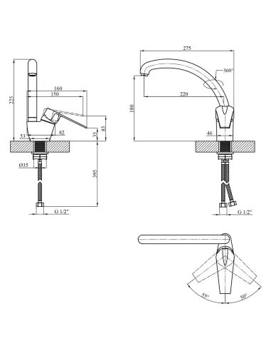 Змішувач для кухні Kroner KRM Odra - N035