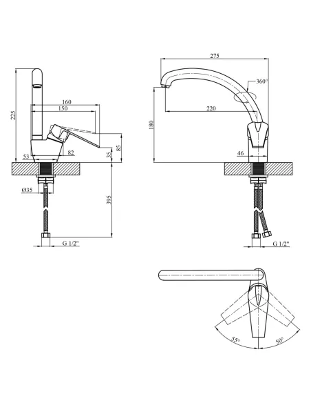 Змішувач для кухні Kroner KRM Odra - N035