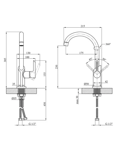 Смеситель для кухни Kroner KRP Essen - C030