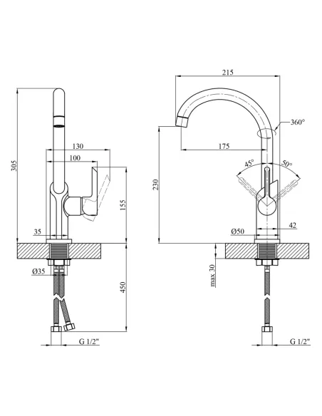 Змішувач для кухні Kroner KRP Essen - C030