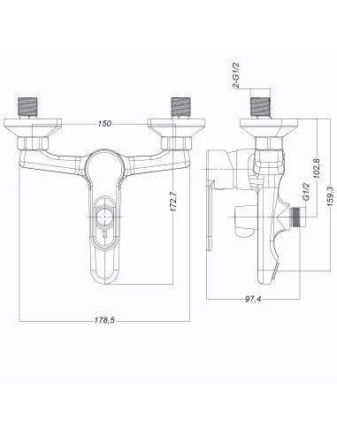 Смеситель для ванны Globus Lux Dolly GLD-0102N хром
