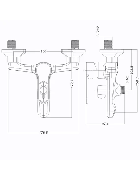 Змішувач для ванни Globus Lux Dolly GLD-0102N хром
