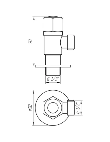 Приборный кран угловой Quality Professional NV-QP888 17332, 1/2 х 1/2 дюйма