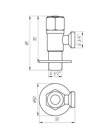 Приладовий кран кутовий Quality Professional NV-QP888 17671 1/2 х 3/4 дюйми