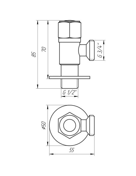 Приладовий кран кутовий Quality Professional NV-QP888 17671 1/2 х 3/4 дюйми