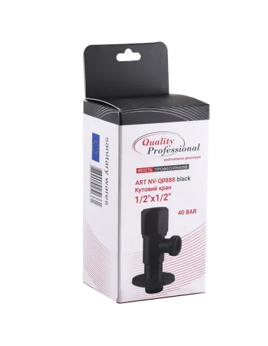 Приборный кран угловой Quality Professional NV-QP888 25136 1/2 х 1/2 дюйма, черный