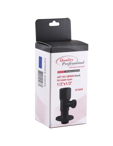 Приборный кран угловой Quality Professional NV-QP888 25136 1/2 х 1/2 дюйма, черный