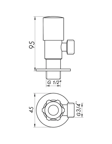 Приборный кран угловой Quality Professional Exclusive 898 25136 1/2 х 3/4 дюйма