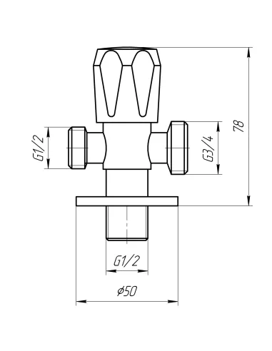 Приборный кран двойной Quality Professional NV-QP555 21971 1/2 х 1/2 х 3/4 дюйма