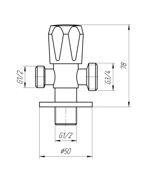 Приладовий кран подвійний Quality Professional NV-QP555 21971 1/2 х 1/2 х 3/4 дюйми