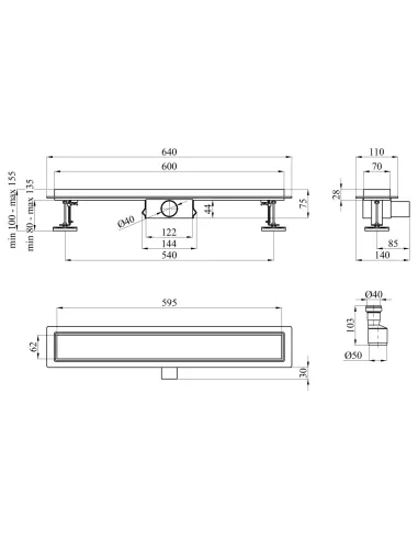 Душевой лоток Kroner KRP Eifel F60 Fliese, с сухим затвором под плитку