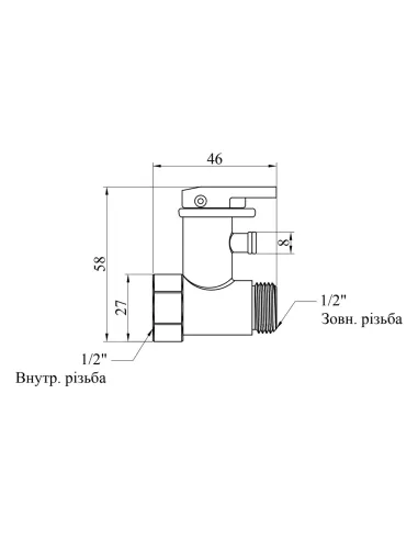 Предохранительный клапан для бойлера Kroner 38000020 1/2 дюйма ВН с ручкой, никелированный