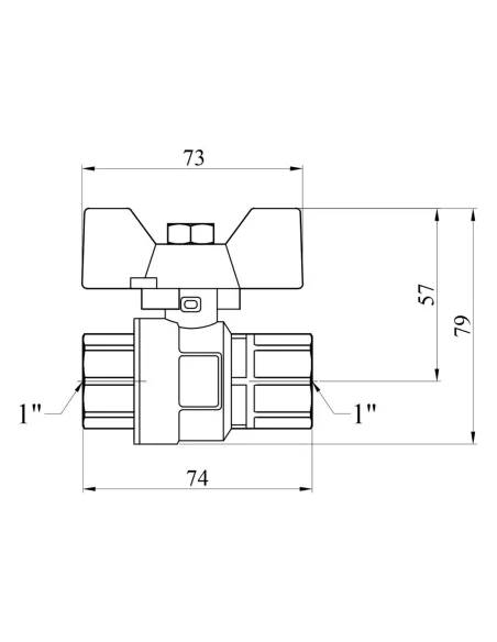 Кран кульовий прямий Kroner ВР PN40 1 дюйм, метелик