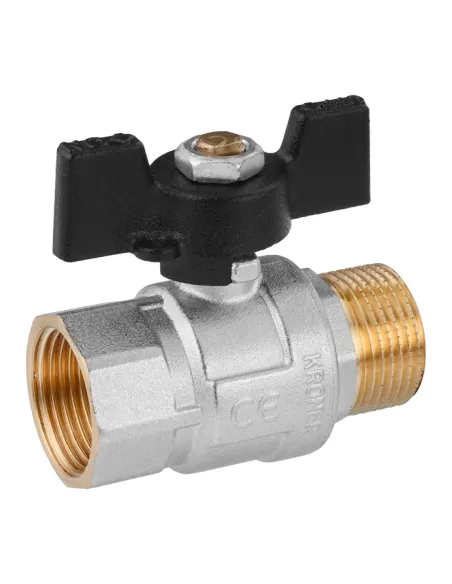 Кран кульовий прямий Kroner ВН PN40 1/2 дюйма, метелик