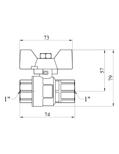Кран кульовий прямий Kroner ВР PN40 3/4 дюйма, метелик