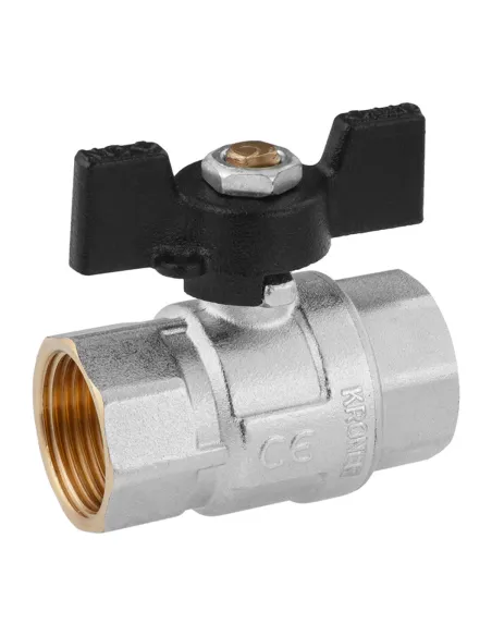 Кран шаровой прямой Kroner ВВ PN40 3/4 дюйма, бабочка